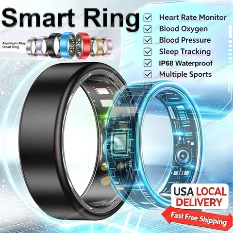 2026 Upgraded Smart Ring - Real-Time Health Tracker Ring, Heart Rate, Blood Pressure, Blood Oxygen, Steps, Exercise and Fitness, Sleep, Multiple Scenarios, Activity Tracker Rings,  Ideal Thanksgiving/Valentine'S Day/Christmas Gifts for Men Women USA Local