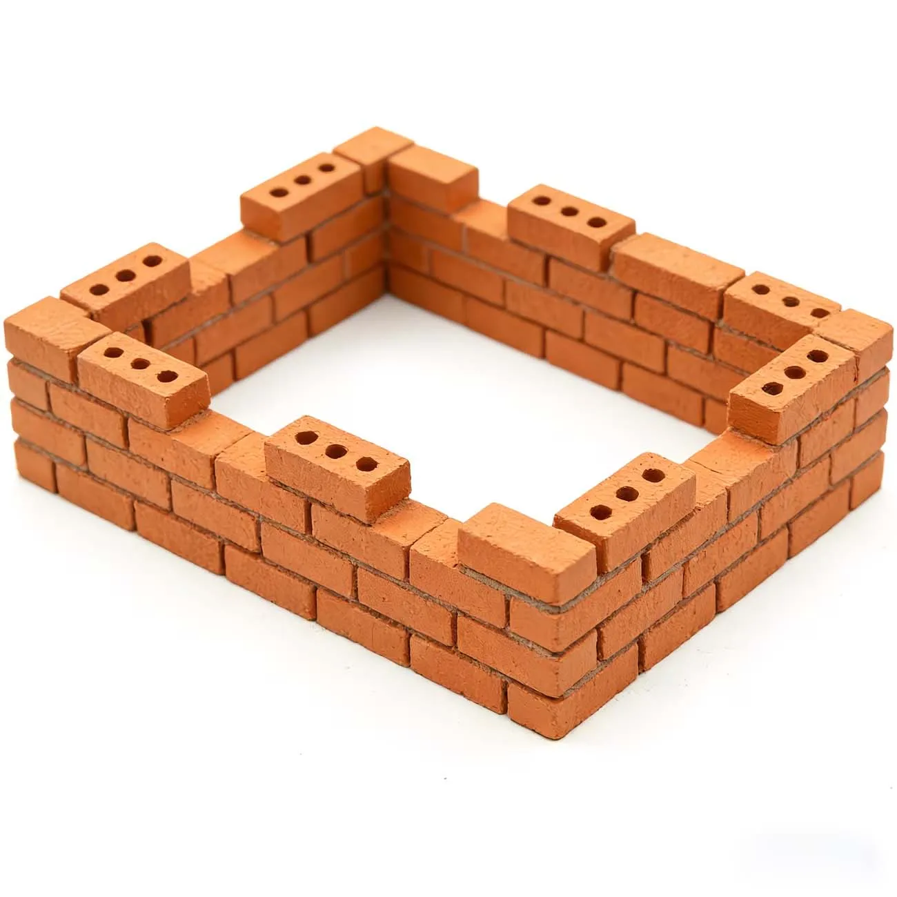 80pcs Mini Red Three-Hole Bricks Mini Wall Brick ,  Building Block Stacking Set, Suitable for Micro Model Garden Architecture