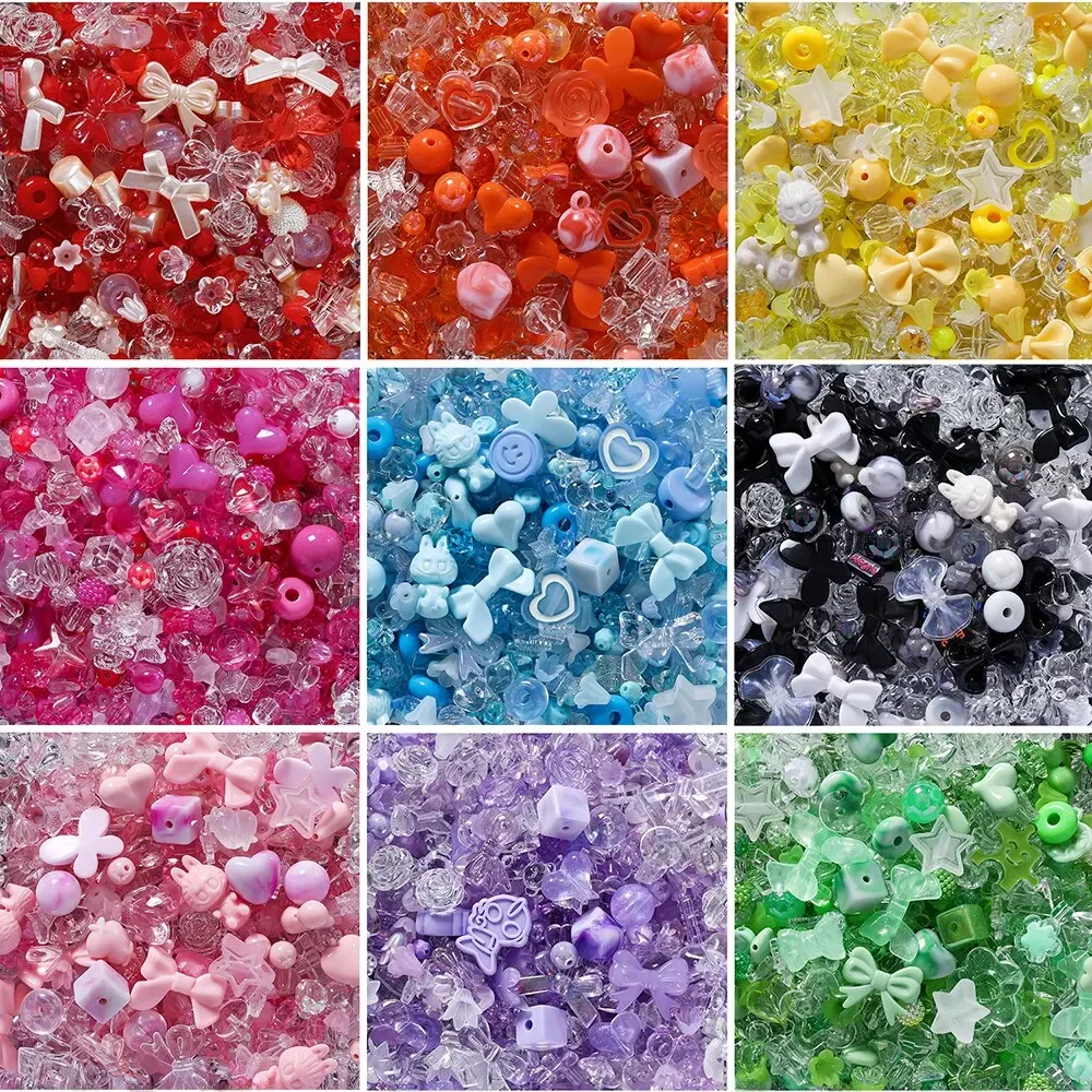 40g 2 Style Mixed Flowers Heart AB Color Phone Chain Beads Necklace Earrings Beads Multi Style Beads For Jewelry Making Findings — zdjęcie 2