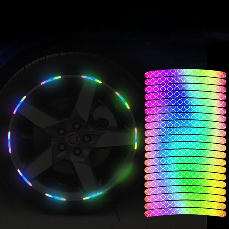 AliExpress NONE 40pcs Car Wheel Hub Reflective Sticker Tire Rim Reflective Strips Luminous for Night Driving Car Bike Motorcycle Wheel Sticker