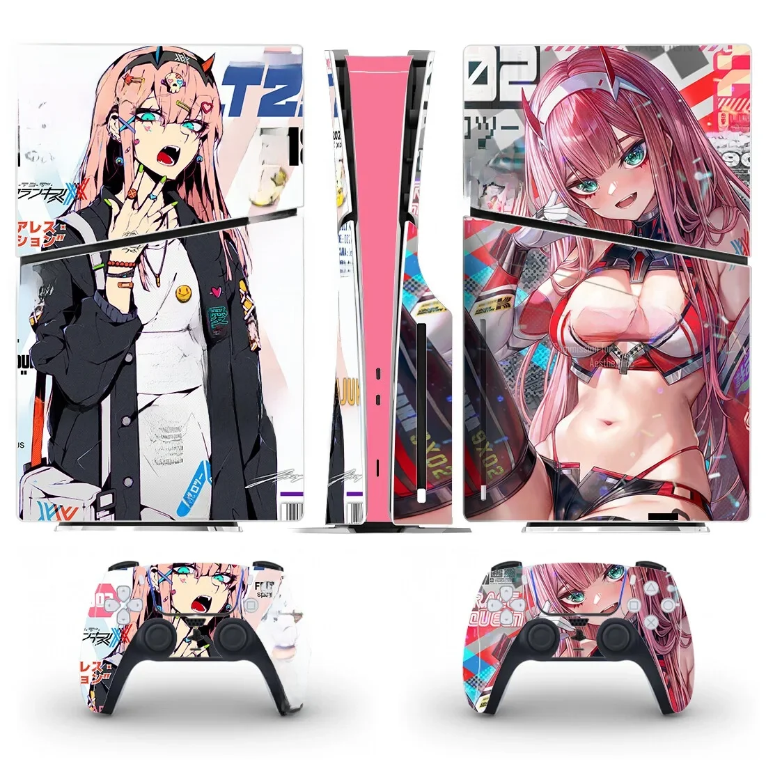 Anime mignon fille zéro deux PS5 disque mince peau autocollant couverture pour Console et contrôleurs PS5 mince disque peau autocollant vinyle
