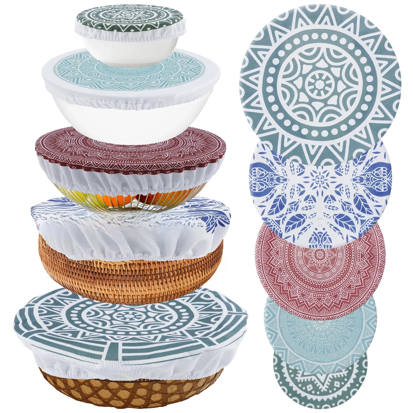 10Pcs Pokrowiec na miskę Elastyczny pokrowiec na miskę wielokrotnego użytku Pokrowiec na miskę z tkaniny Elastyczny przenośny pokrowiec na miskę na imprezę Piknik Dom — zdjęcie 2
