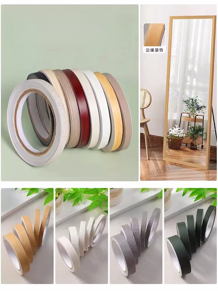 Edge Band Stickers Self-adhesive Decorative Strips Edge Banding for Furniture Table Cabinet Board Covering Wood Grain