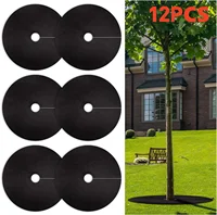 6/12Pcs Non-Woven Tree Mulch Ring Weed Barrier Mat Plant Cover Anti Weed Control Gardening Fabric Root Protector Landscape