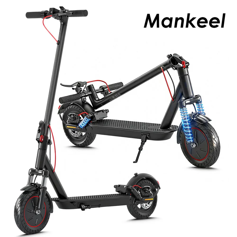 Trottinette électrique portable pour adultes 500W avec double amortisseur avant et arrière, batterie, roues pliables de 10 pouces, légère, pour les trajets quotidiens