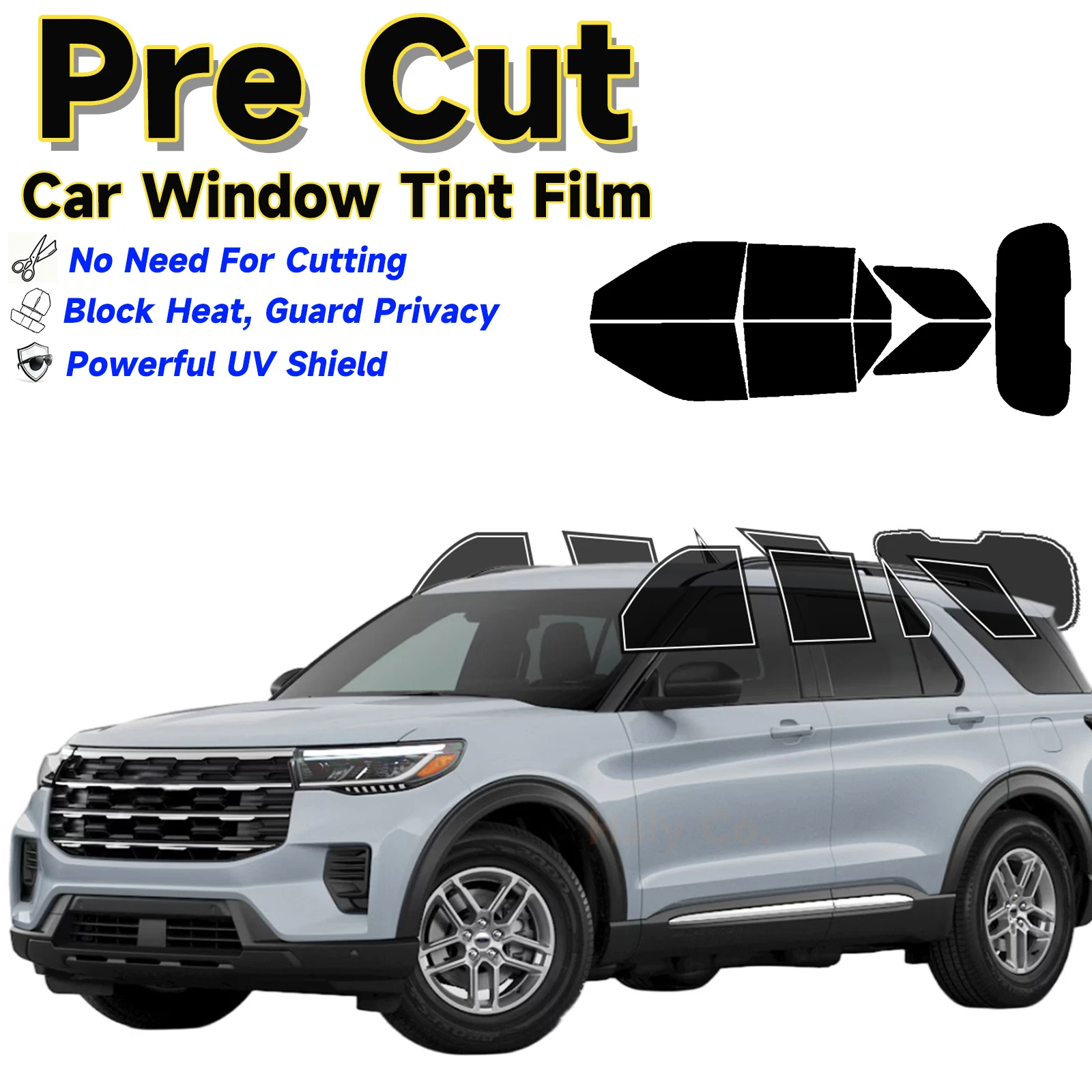 

Precut Window Tint Car for Ford Explorer 2020-2026 Sun Uv-Ir Blocking Heat & Glare 2Ply Window Protector Privacy Films Shade