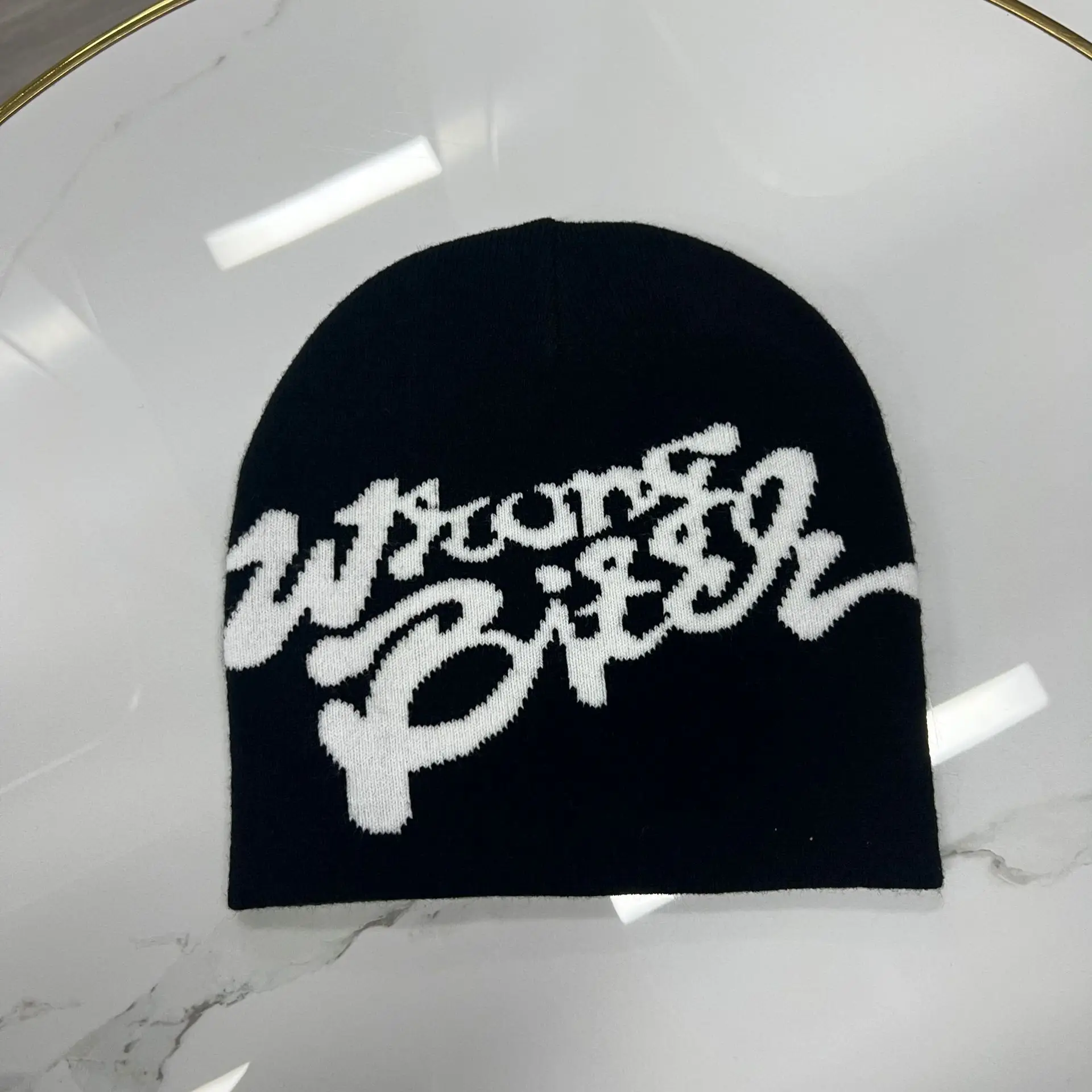 unisex acrylic knitted winter hats jacquard logo beanie hat