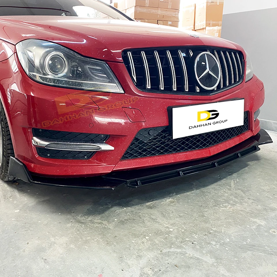 Mercedes classe c w204 c204 2007 - 2014 brabus v3 estilo 3 peças frente splitter lábio lâmina extensão gloss piano preto abs plástico