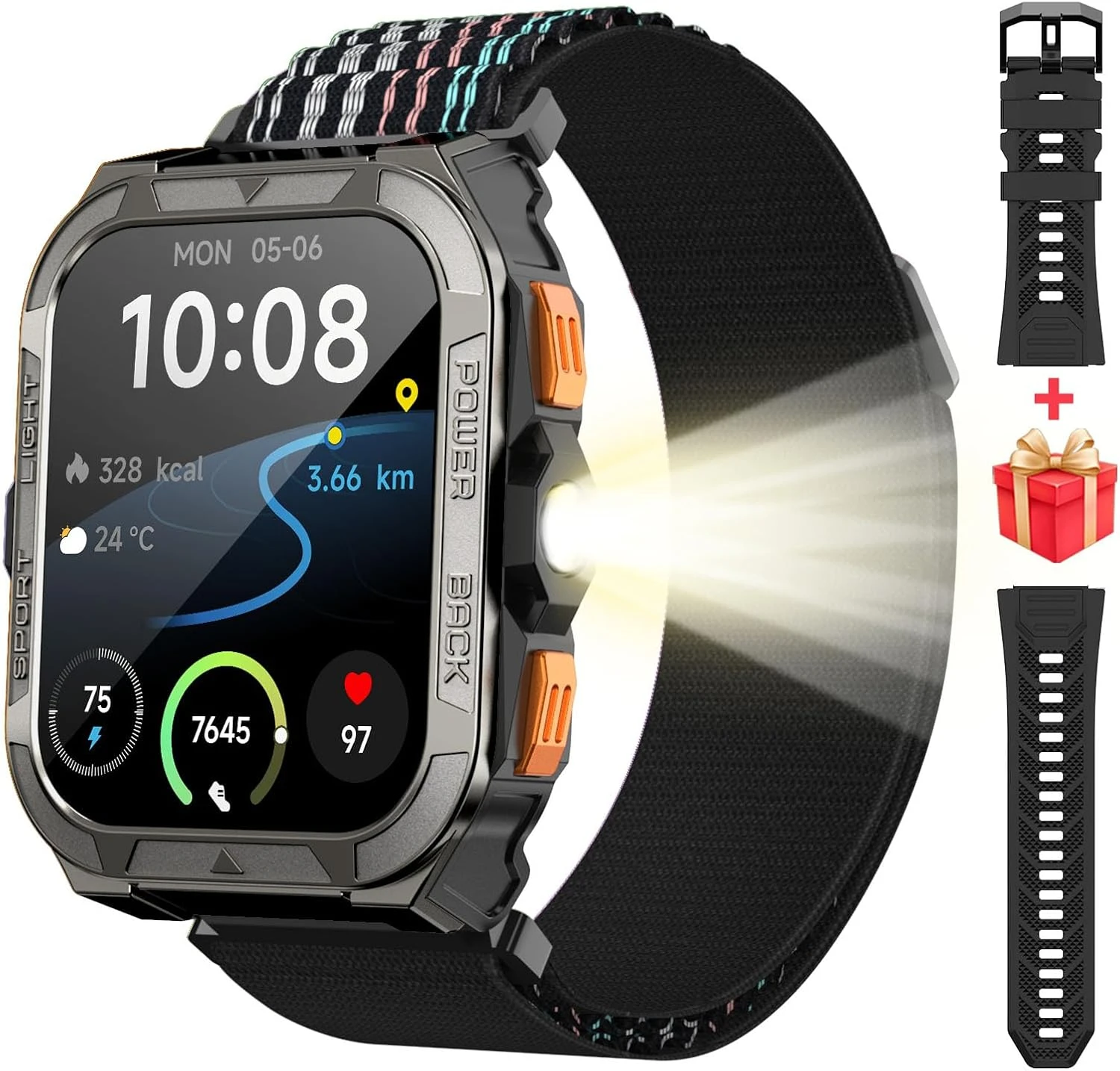 Blackview W80 Pro Rugged Watch AI GPS 3-in-1 waterproof dustproof shockproof SpO2 1.91" screen flashlight compass 900mAh battery for men & women