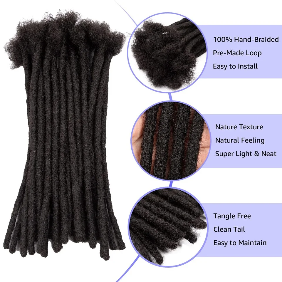 0.6cm 100% Human Hair Microlocks Dreadlocks Extensions Full Head Handmade Permanent Humana Loc Extension for Women Wholesale