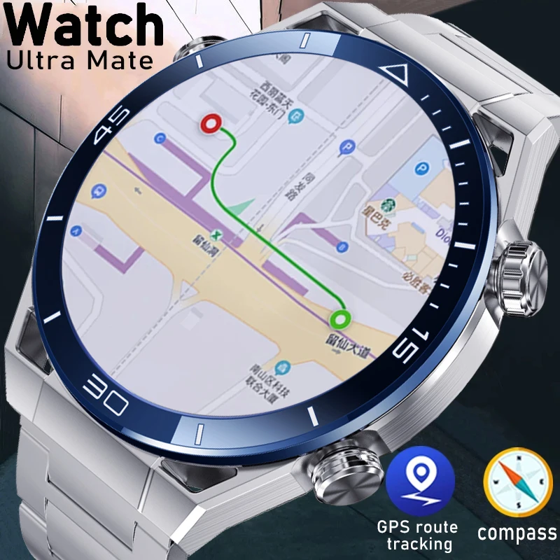 

Умные часы мужские с GPS-трекером, компасом, AMOLED экраном 454*454 HD, пульсометром, ЭКГ + PPG, Bluetooth, Смарт-часы для Android