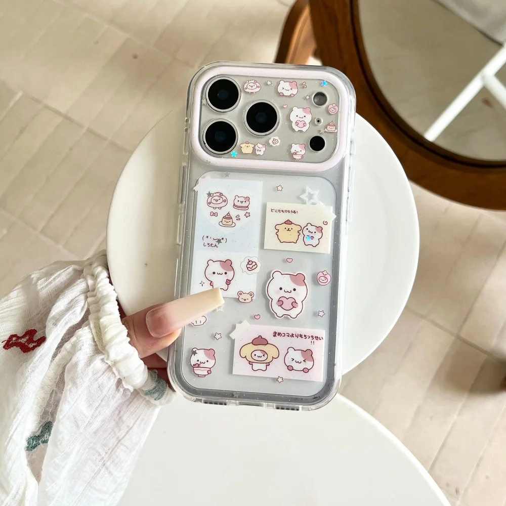 Cute Cartoon Animal Puppy Glitter Phone Case for iPhone 18 Pro 17 Max 15 16 17 18 Pro Max Cover Kawaii Shockproof Case 16Pro Max