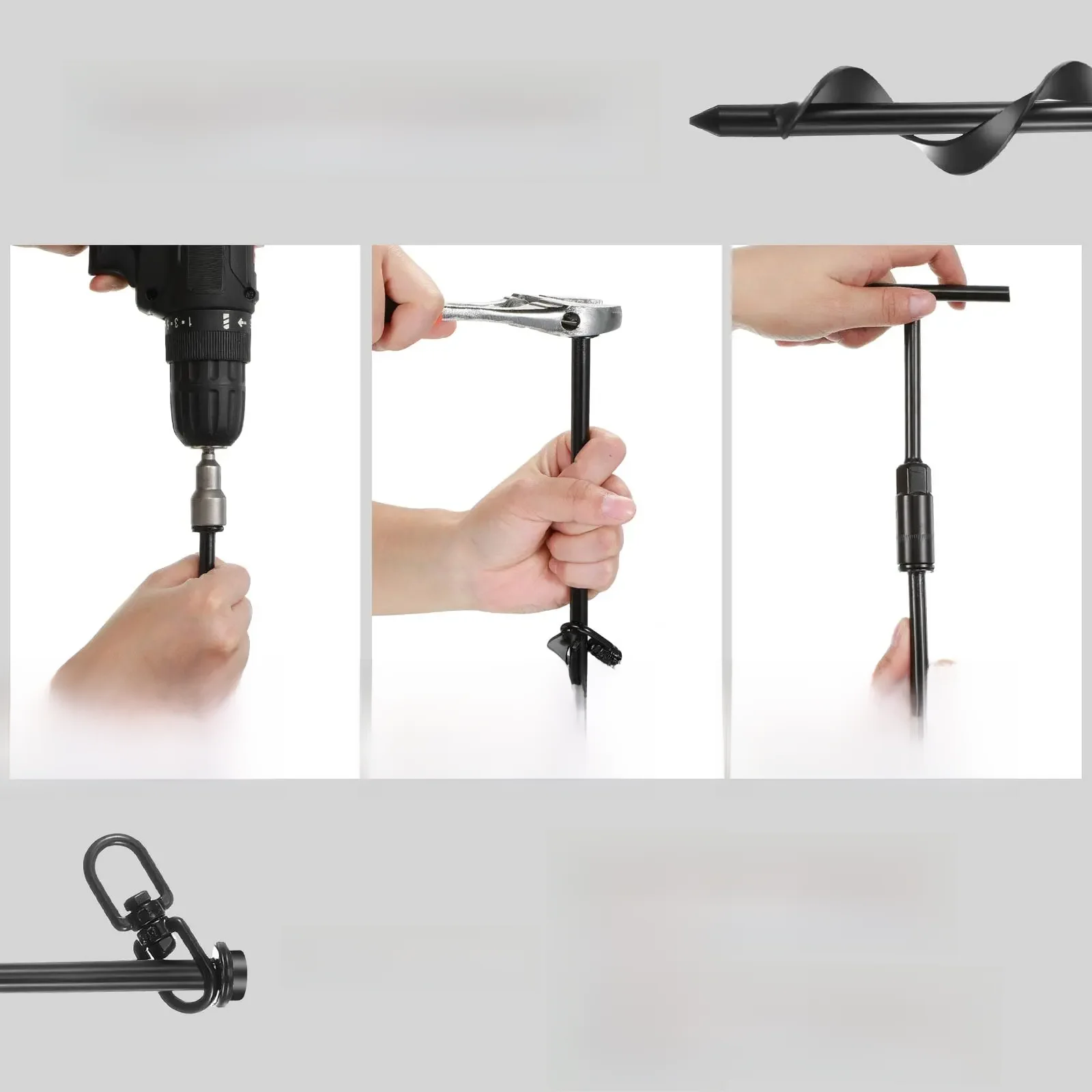 Ground anchor kit heavy duty ground stakes for swing set ground anchor earth screw anchor kit for trampoline camping tent awning