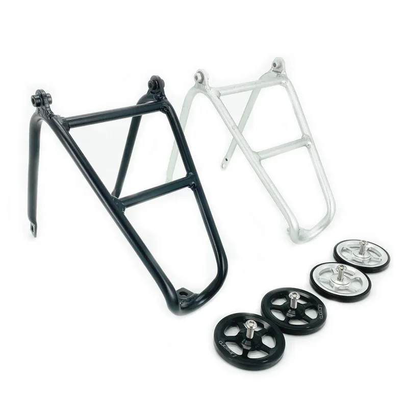 AliExpress NONE For Brompton Bike Rear Rack and Easywheel Mini Q-Type Rear Luggage Carrier Aluminum Alloy Cargo Racks Black Silver