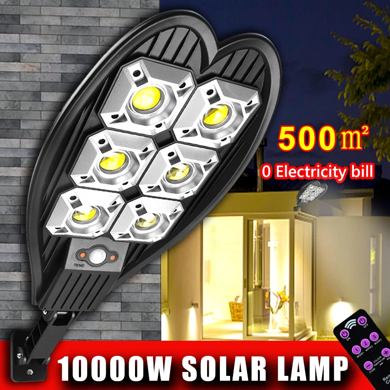 10000W Super Bright Outdoor Solar Lamp Waterproof Ultra Wide Lighting Street Light Human Induction Motion Sensor Yard Wall Light