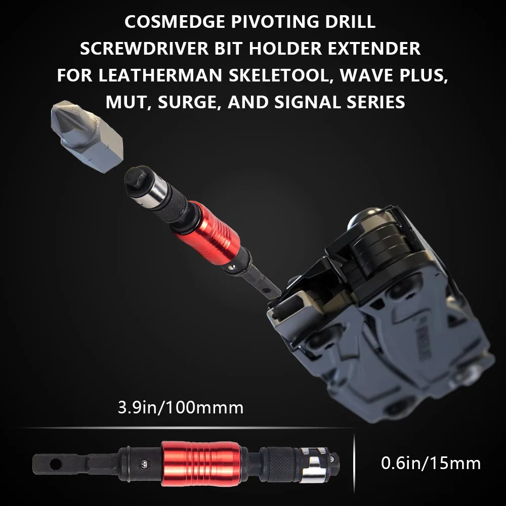 Pivoting Drill Screwdriver Bit Holder Extender for Leatherman MUT/EOD/Skeletool/CX/Wave/Surge/Charge AL
