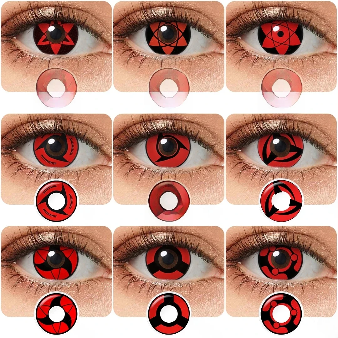 PSEYECHE 14,0~14,5mm Jahreskontaktlinsen in Farbe für Halloween, Anime, Itachi Sharingan, Cosplay-Farblinsen
