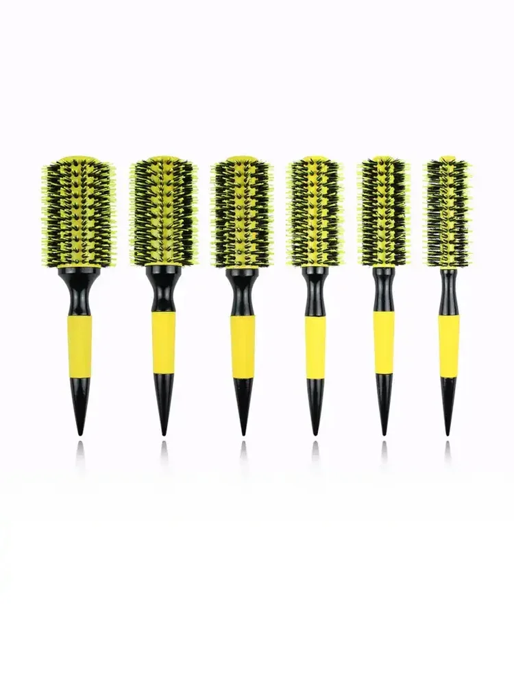 Professional Round Wooden Hair Brush para Mulheres, Javali Cerdas, Mix Nylon, Salon, Hair Styling