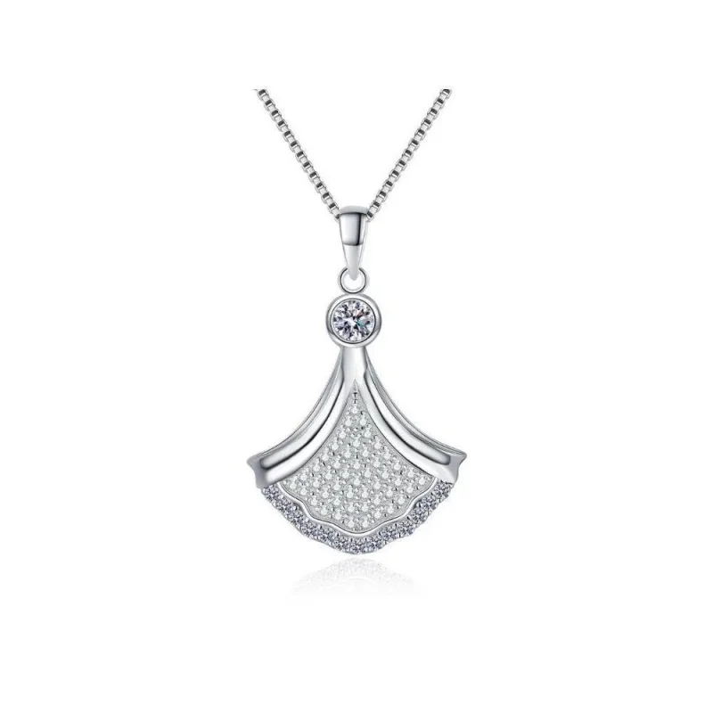 Официальный магазин MoisaLuxe GRA Moissanite Plata, стерлинговое серебро 925, маленькая юбка, кулон, ожерелье для женщин, цепочка на ключицы, ювелирные изделия