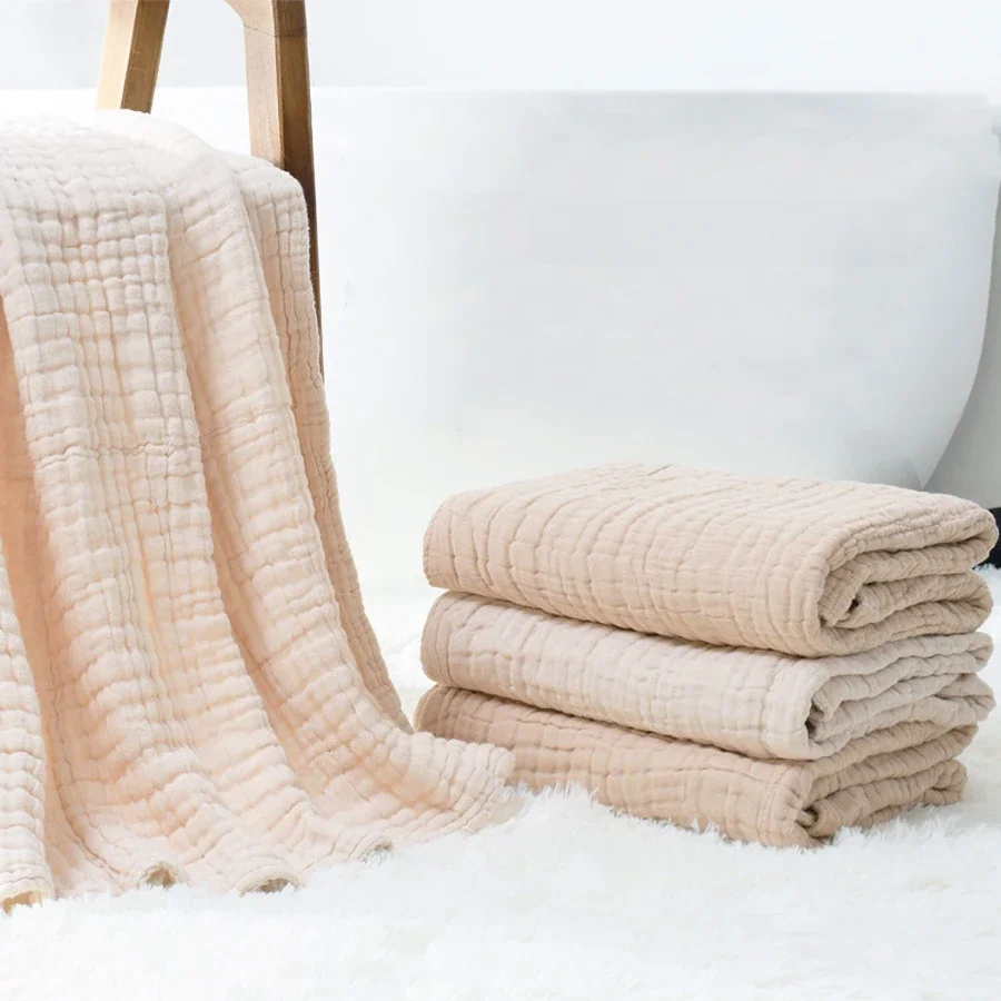 Baby Bath Towel 6 Layers Infant Gauze Receiving Blanket 1pc Kid Swaddle Wrap Bedding 105*105cm Pure Cotton Bubble Muslin Blanket