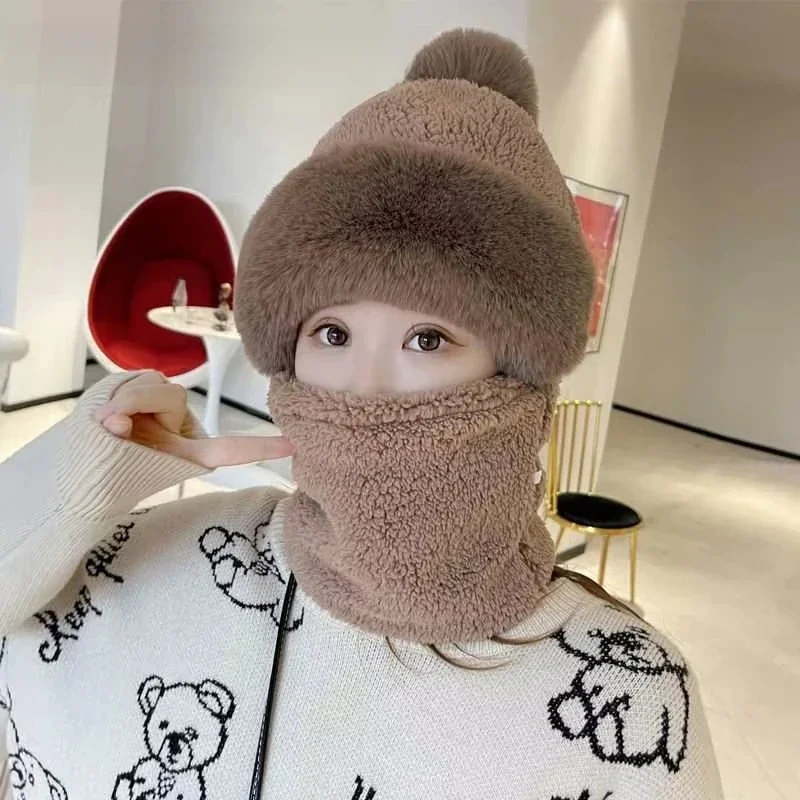 AliExpress TULX Winter four color hat and scarf set, women's cycling warm hat, windproof and cold proof, warm and