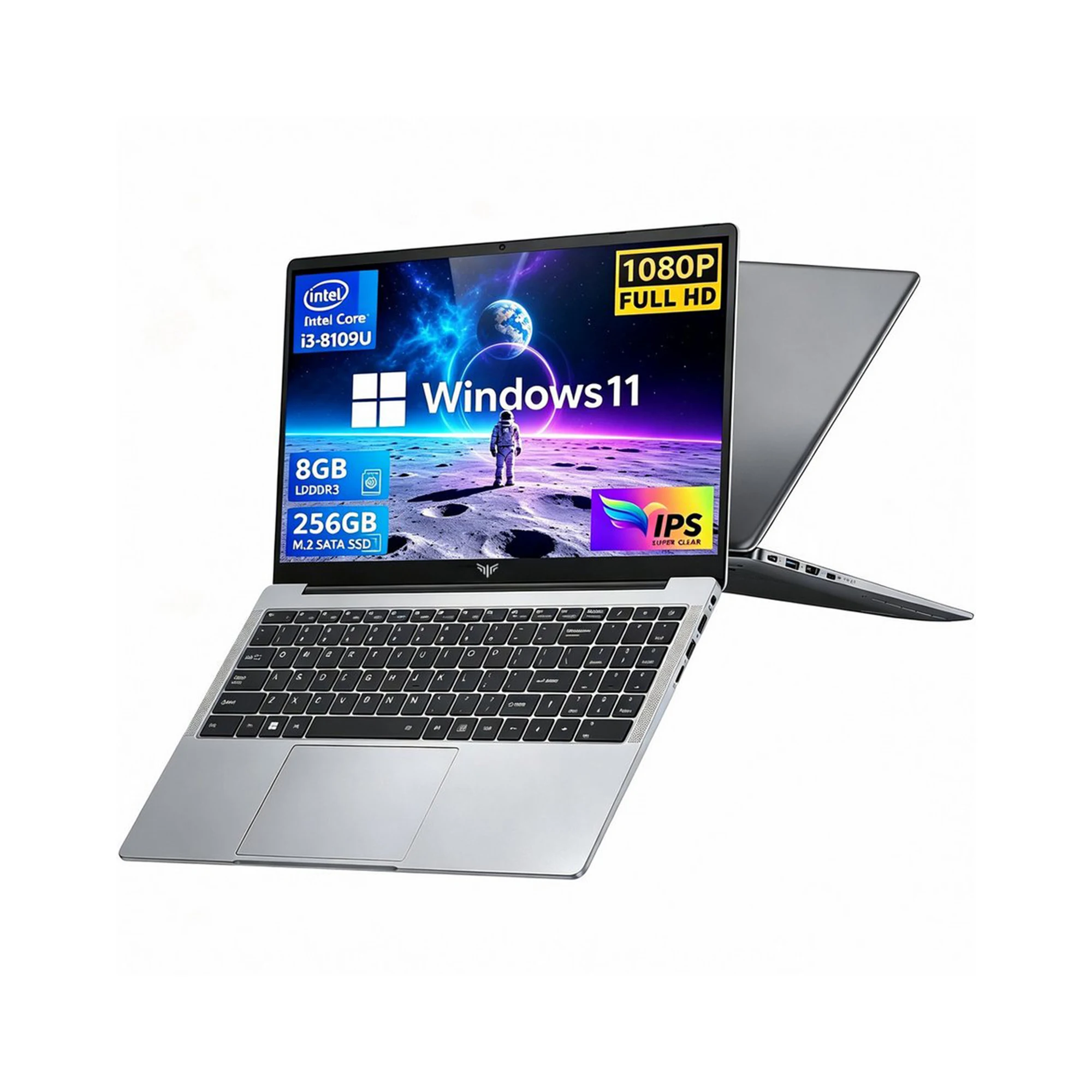 ACEMAGIC 15.6 Inch Full-HD Intel Core I3 3.6GHz 8GB RAM 256GB SSD Office Notebook Intel Iris Plus Graphics 655 180° Rotation Up To 3.6GHz W11 Pro German Keyboard Stickers