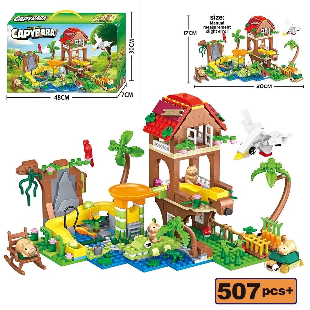 Bloques de Construcción del Club Acuático de la Ciudad, MOC Friends, Capibara, Cocotero, Cocodrilo, Pájaro, Tobogán, Ladrillos de Modelo Creativo, Juguetes para Niños
