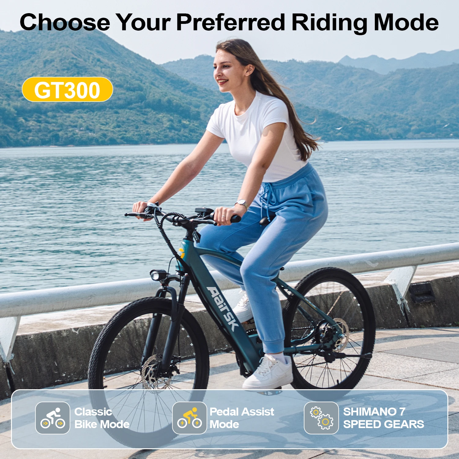 Bicicleta eléctrica de montaña de 26 pulgadas para adultos, motor sin escobillas de 250W, batería de 36V 10Ah 468Wh, hasta 40 millas de autonomía, bicicleta eléctrica de 25 km/h y 7 velocidades 7
