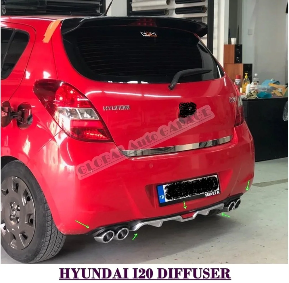 For Hyundai I20 Diffuser 2009 2010 2011 2012 2013 2014 Rear Bumper Extension Attachment Car Styling Auto Accessory Exhaust