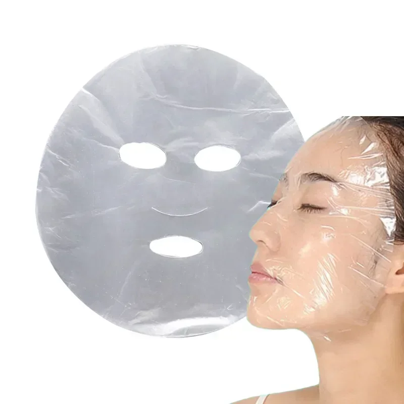 100 pièces masques envelopper visage Film plastique complet visage nettoyant masque cou autocollants papier jetable Transparent beauté du visage outils de maquillage