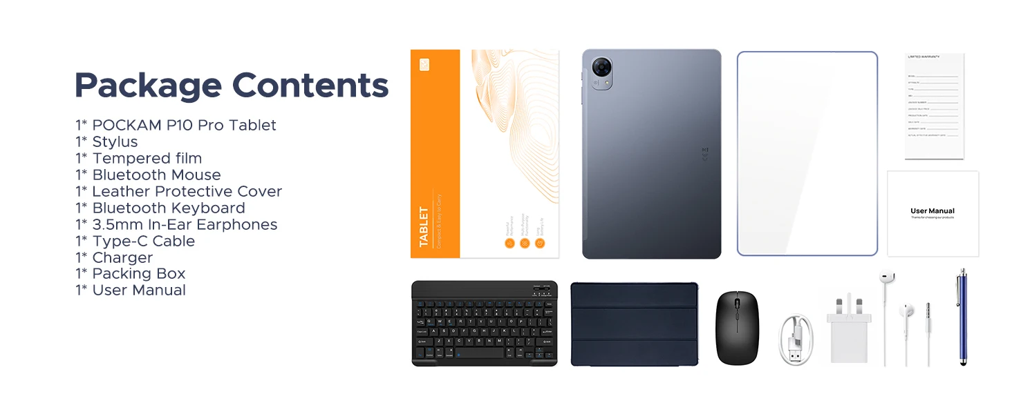 POCKAM P10PRO 10.1 Inch Tablet, Android 16 Tablets with 120Hz Display, 48GB+128GB/2TB, T7250 Octa-Core, 8800mAh, Widevine L1, Gemini AI, 13MP+5MP, 3.5mm Headphone, Tablet with Keyboard, Pen, Black