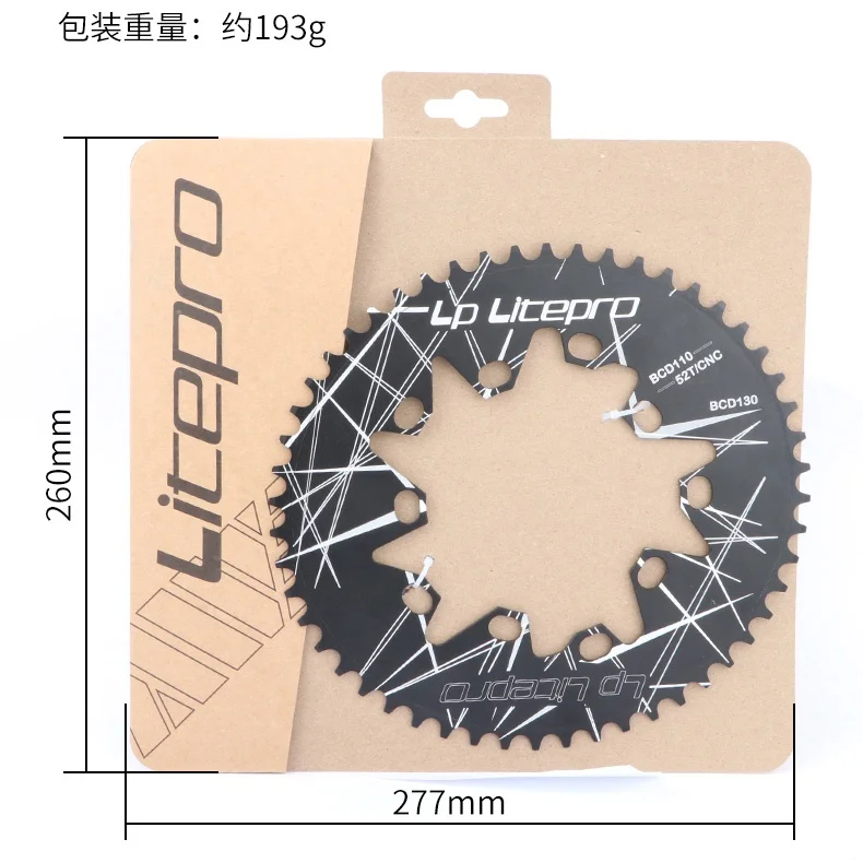 Litepro Folding Bike Road Bike Oval Chainring 110 130 Bcd 52T 54T 56T 58T 60T Bicycle Chainwheel Crankset Sprocket