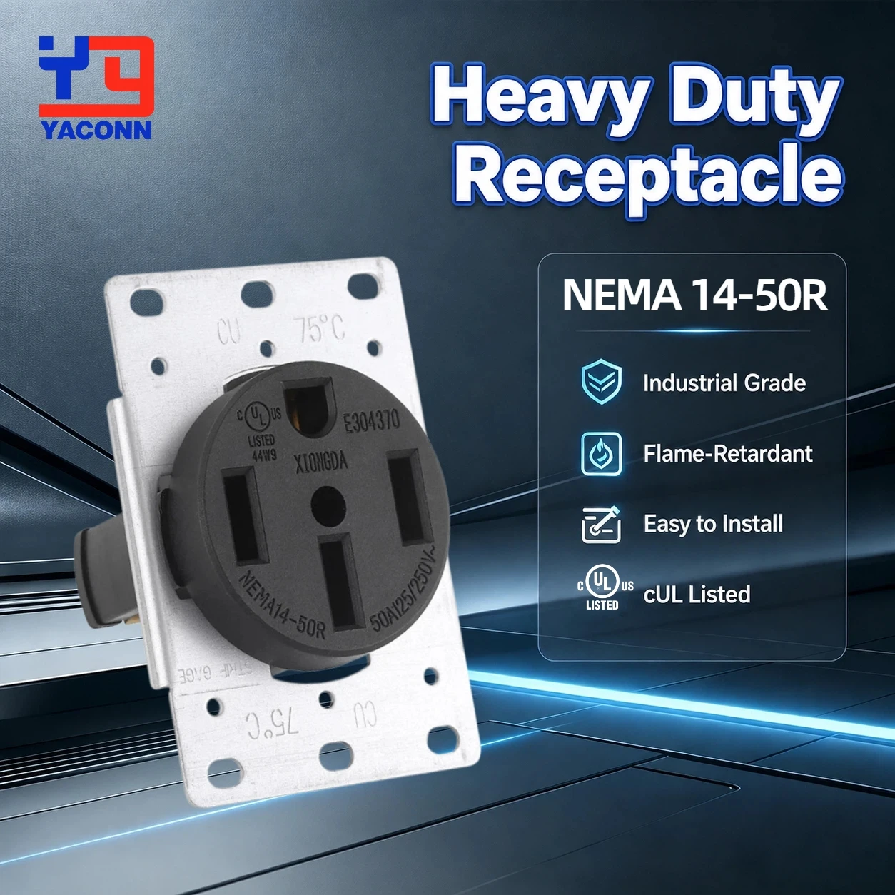 US 250V 50A 4 Hole NEMA 14-50R America Generator Outlet Anti-anti-corrosion Industry Power Socket Easy Wire Connector