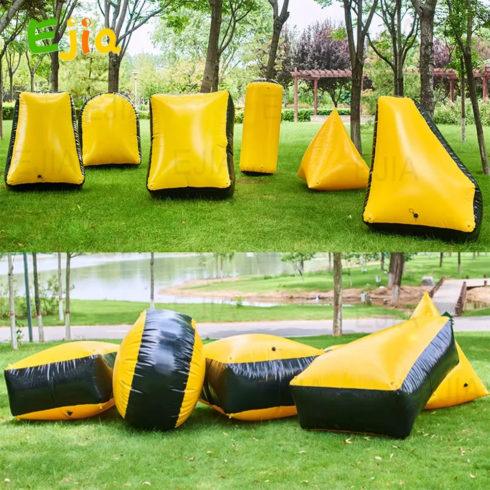 Commerical 9 Pieces Inflatable Paintball Obstacles Air Bunker Set for Cs Archery Tag Shooting Airsoft Archery Laser Tag Soft Foa