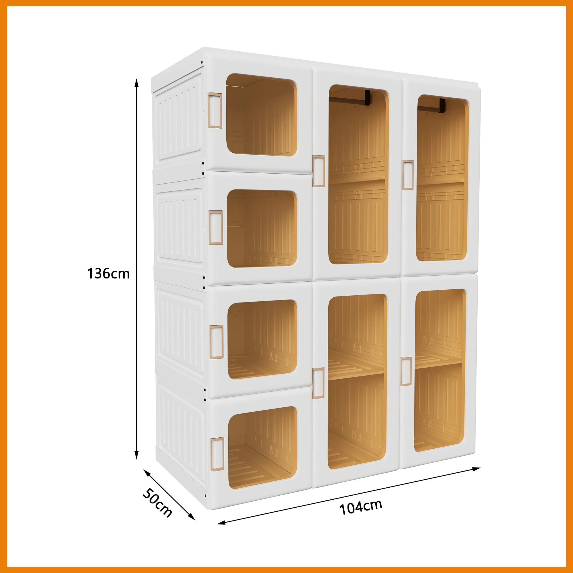 Superaly, armario de 104×50×36 cm con varios niveles, mueble de almacenamiento colgante, mueble de almacenamiento de pie, armario de almacenamiento a prueba de polvo para dormitorio, para ropa y ropa de cama, mueble de almacenamiento con varios niveles, mueble de almacenamiento para dormitorio, color blanco.