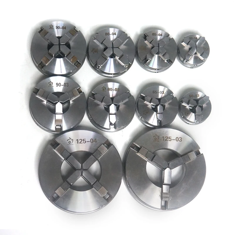 3/4 Jaw Woodworking Lathe Chuck 50/65/80/90/125mm Manual Chuck Self-Centering DIY Metal Woodworking Lathe Tool Clamp Accessories