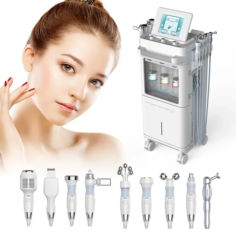 Multifunction 9 in 1 Beauty Equipment Aqua Hydra Dermabrasion Skin Clean Water Oxygen Mousse Bubble Facial Tightening Machine