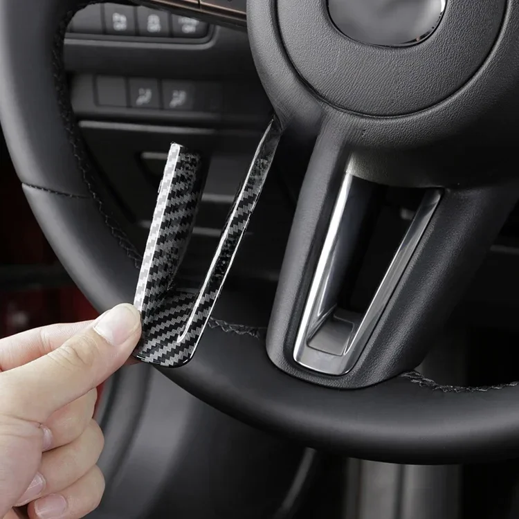 For Mazda 3 (BP) CX-30 CX30 CX-50 2019-2022 2023 2024 Carbon Fiber Interior Steering Wheel Trims Accessories