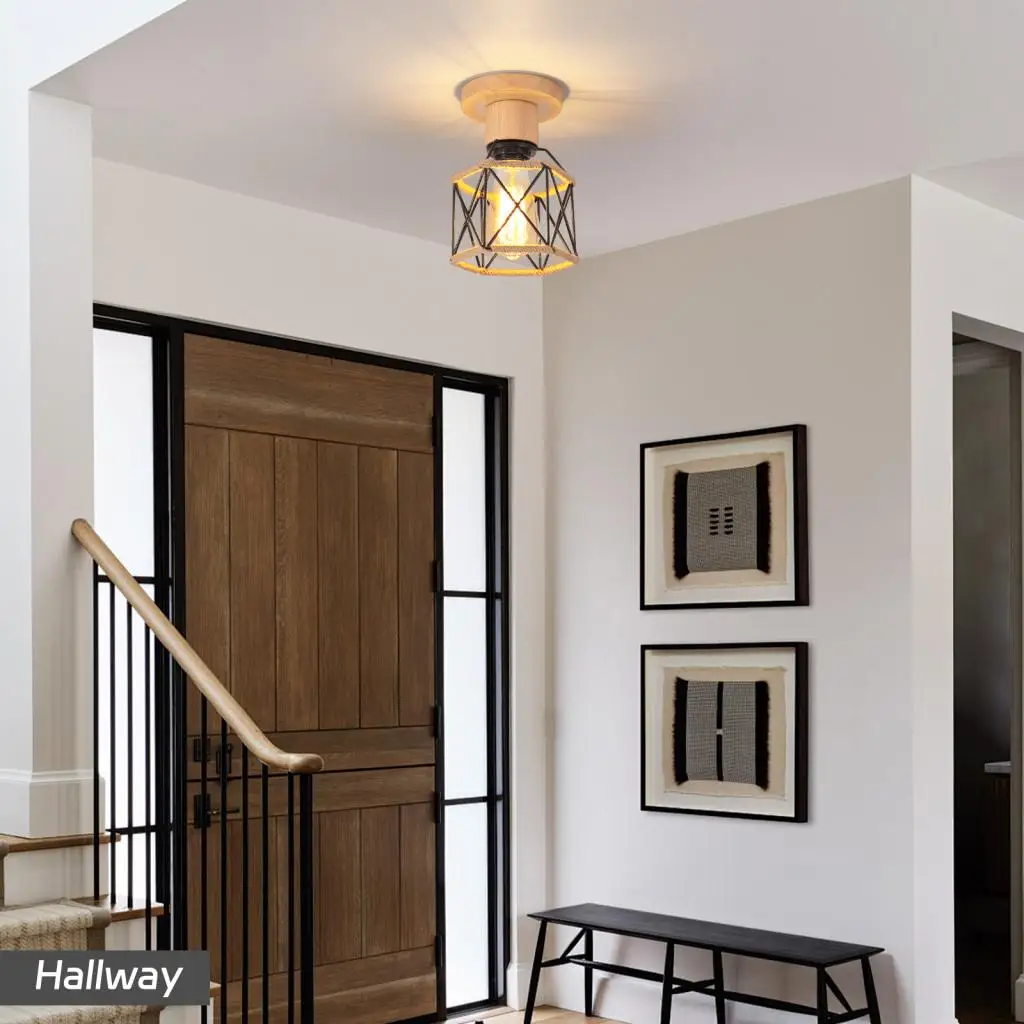 

Vintage Industrial Retro Loft Metal Ceiling Lamp Shade Modern Ceiling Light for Aisle Indoor Cage Chandelier Lighting FixuresE27