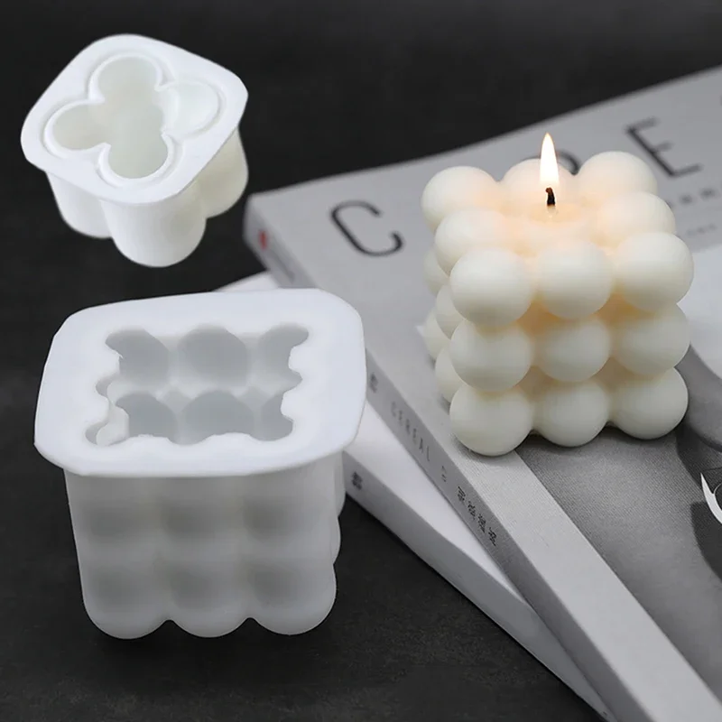 3D Cube Candle Silicone Mold Non-Stick Bubble Aromatherapy Candle Chocolate Cake Mold Craft Aromatherapy Gypsum Gift Making Mold — zdjęcie 2