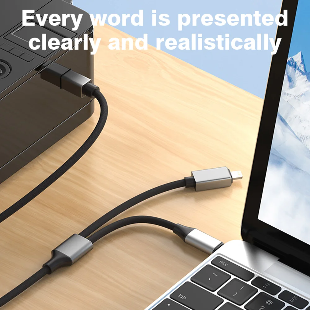 Printer USB Cable, Lightning Cable to USB-B 2.0 MIDI for MacBook Pro, Nylon Braided for Yamaha Casio Digital Piano view 3