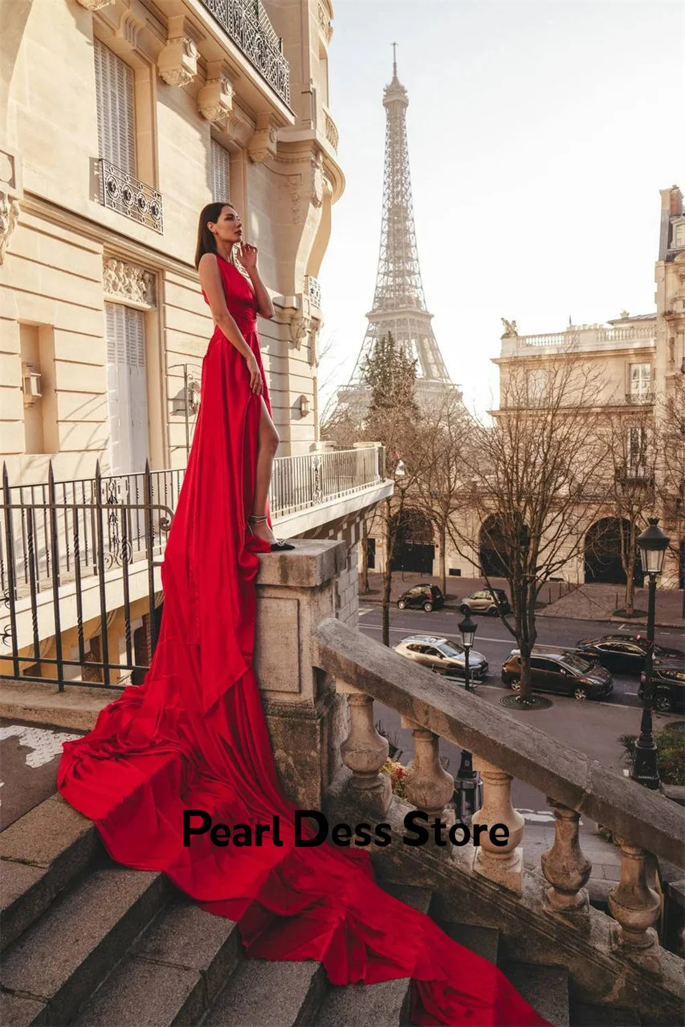 Pearl Satin Formal Dress Women Elegant Party Dresses Woman Long Tail Serin Evening Dresses Luxury 2024 Red Flight Suit Jancember