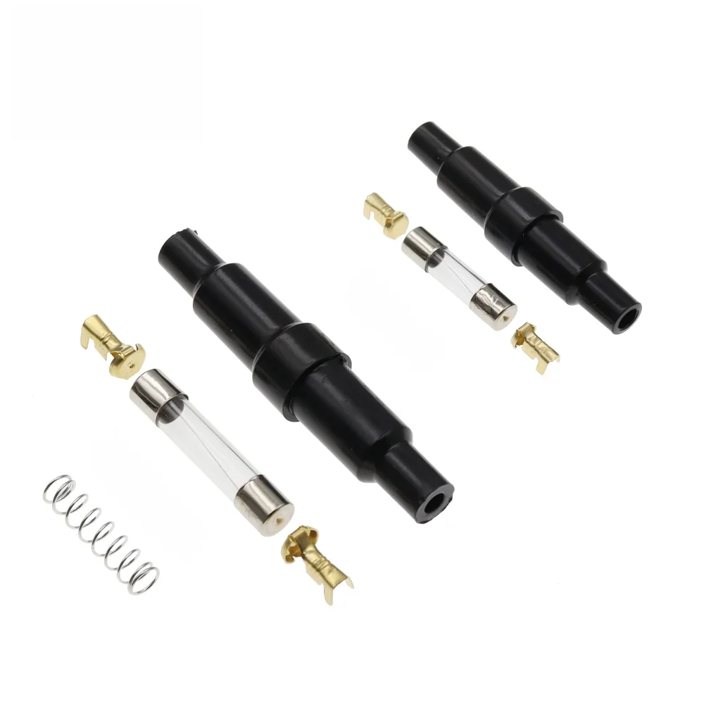 Porte-fusible en Tube de verre, 5 pièces, 5x20mm, 6x30mm, Type à vis, coque en plastique à soufflage rapide, mâle femelle, ressort, Terminal de sertissage, prise de sécurité