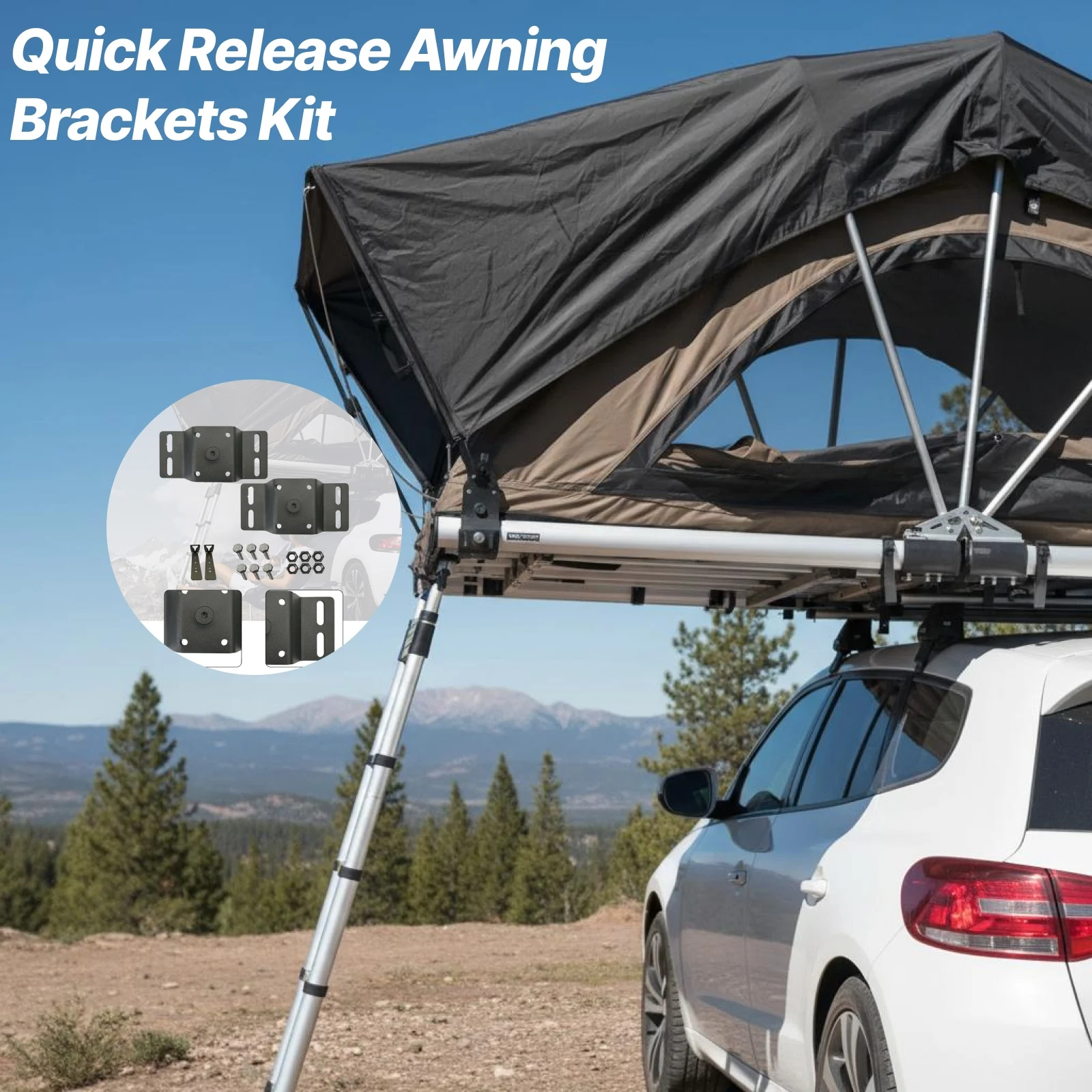 Heavy Duty Awning Bracket Kit Steel Quick Release Mounting System Vehicle Accessories for Camper Van Awning Camping