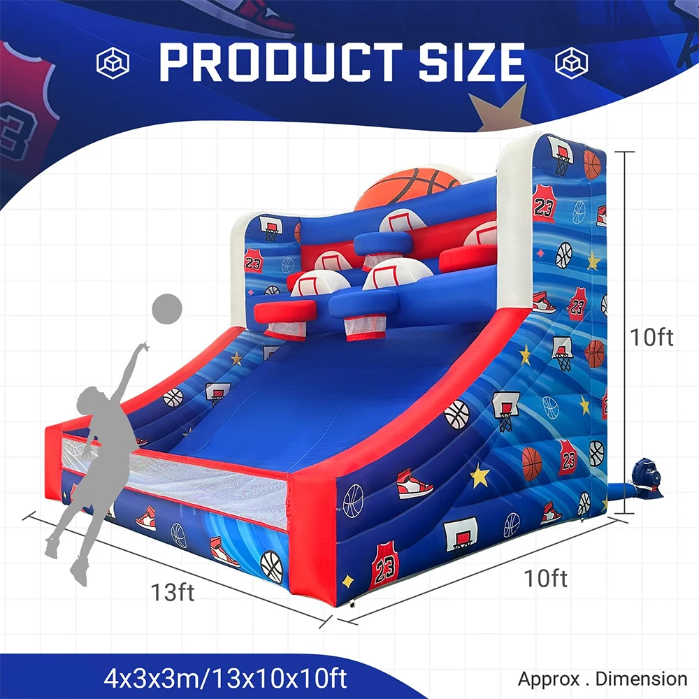 Inflatable Basketball Hoop Shot with Balls10ft Party Basketball Game with Blower Indoor/Outdoor Shot Basketball Interactive Game