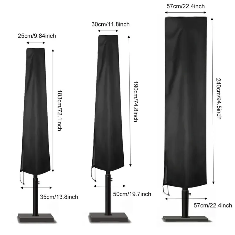 1Pc Umbrella Cover Waterproof Uv Protection For Outdoor Patio Banana Umbrella Black