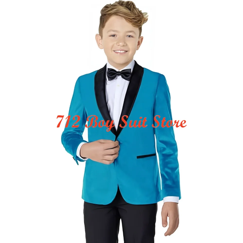 Fashion Boys Suit Formal Shawl Lapel Velvet Tuxedo 2 Pieces Boy Outfit Blazer for Wedding Prom Party