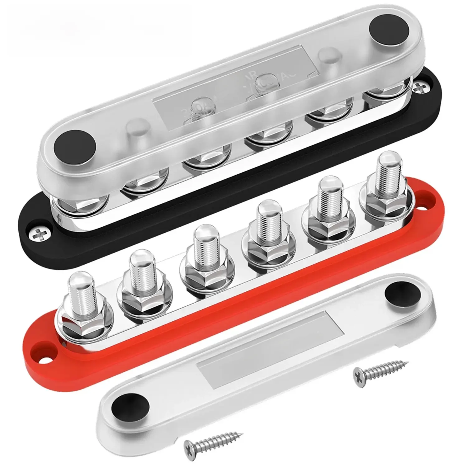 DaierTek 300A Negatieve Bus Bar 12V Distributieblok 6x3/8" M10 Terminal Studs 48V DC Positieve Grond Busbar voor Automotive - afbeelding 2