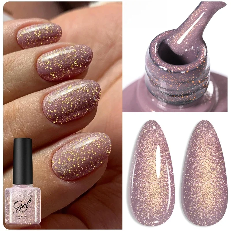 LILYCUTE 7ml Gold Sparkling Glitter Gel Nail Polish Semi Permanent UV Gel Soak off UV LED Nail Gel Varnish For Nail Manicure DIY — zdjęcie 2