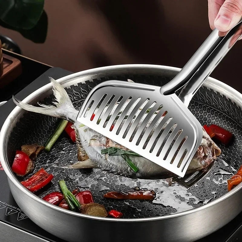 Pince de barbecue domestique en acier inoxydable, outils de cuisine, nourriture, fuite de poisson frit, steak, friture